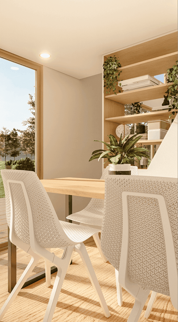 Luna 9.5m/32ft Tiny House Dining Area