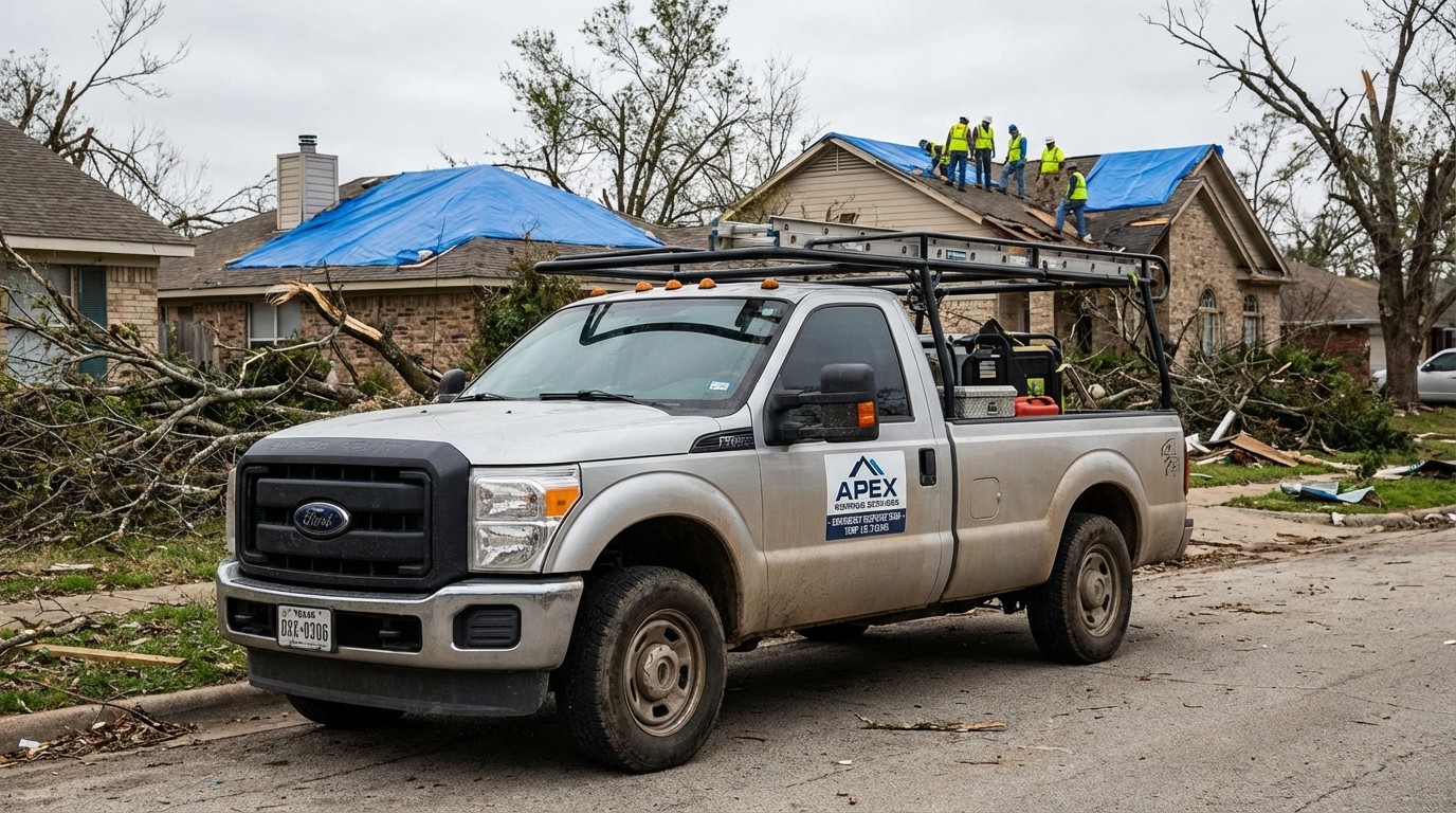 Storm chaser roofing contractor with out-of-state plates in damaged neighborhood