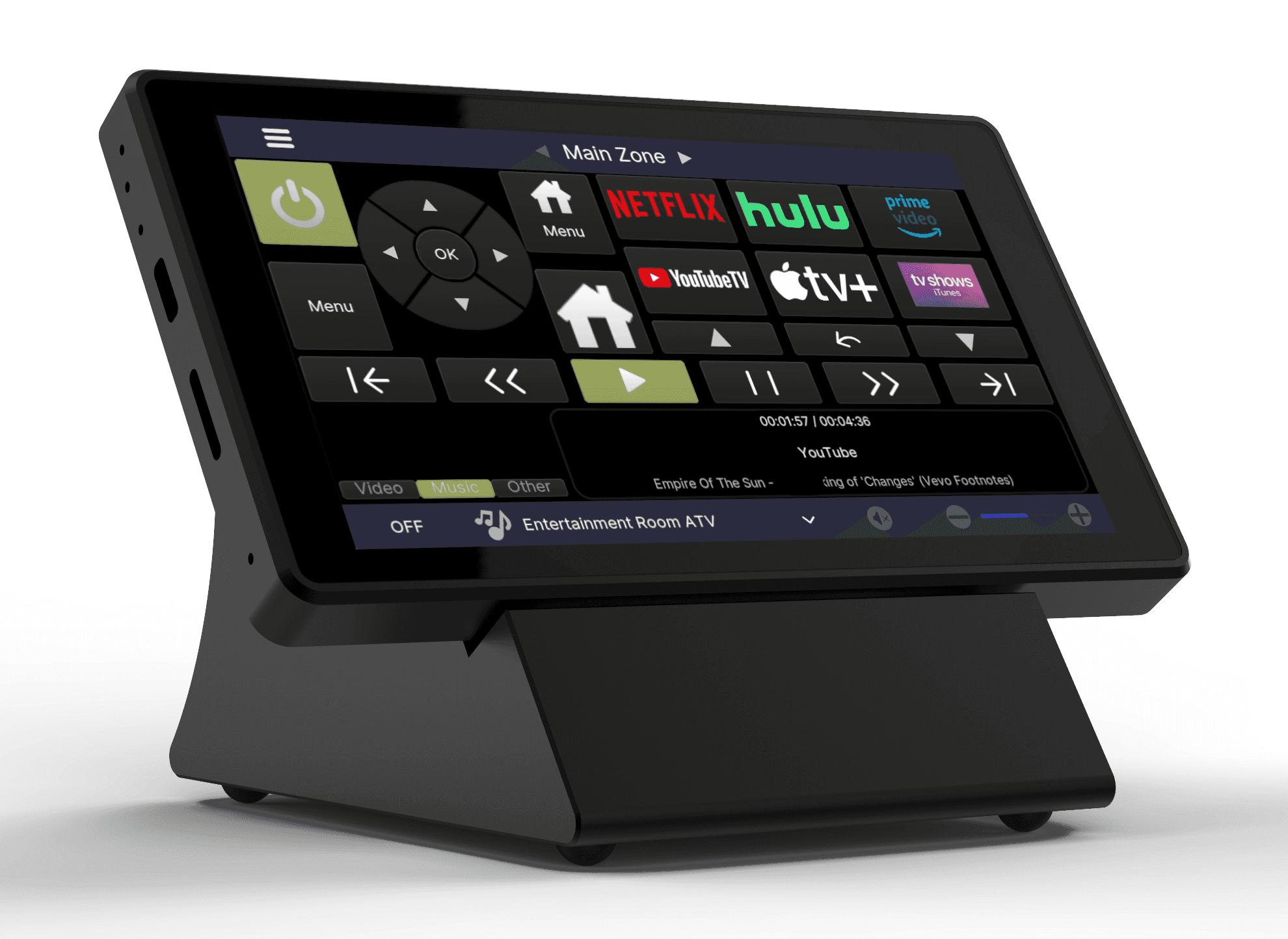 Touchscreen remote control for entertainment system