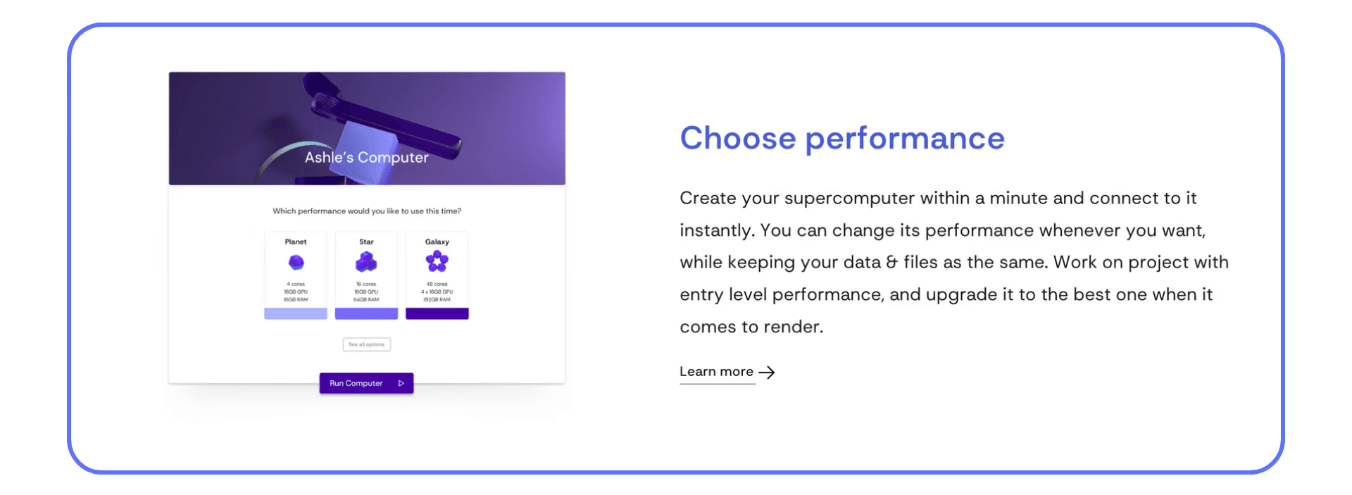 Choose performance level page in Vagon Cloud Computer before running Autodesk Maya.