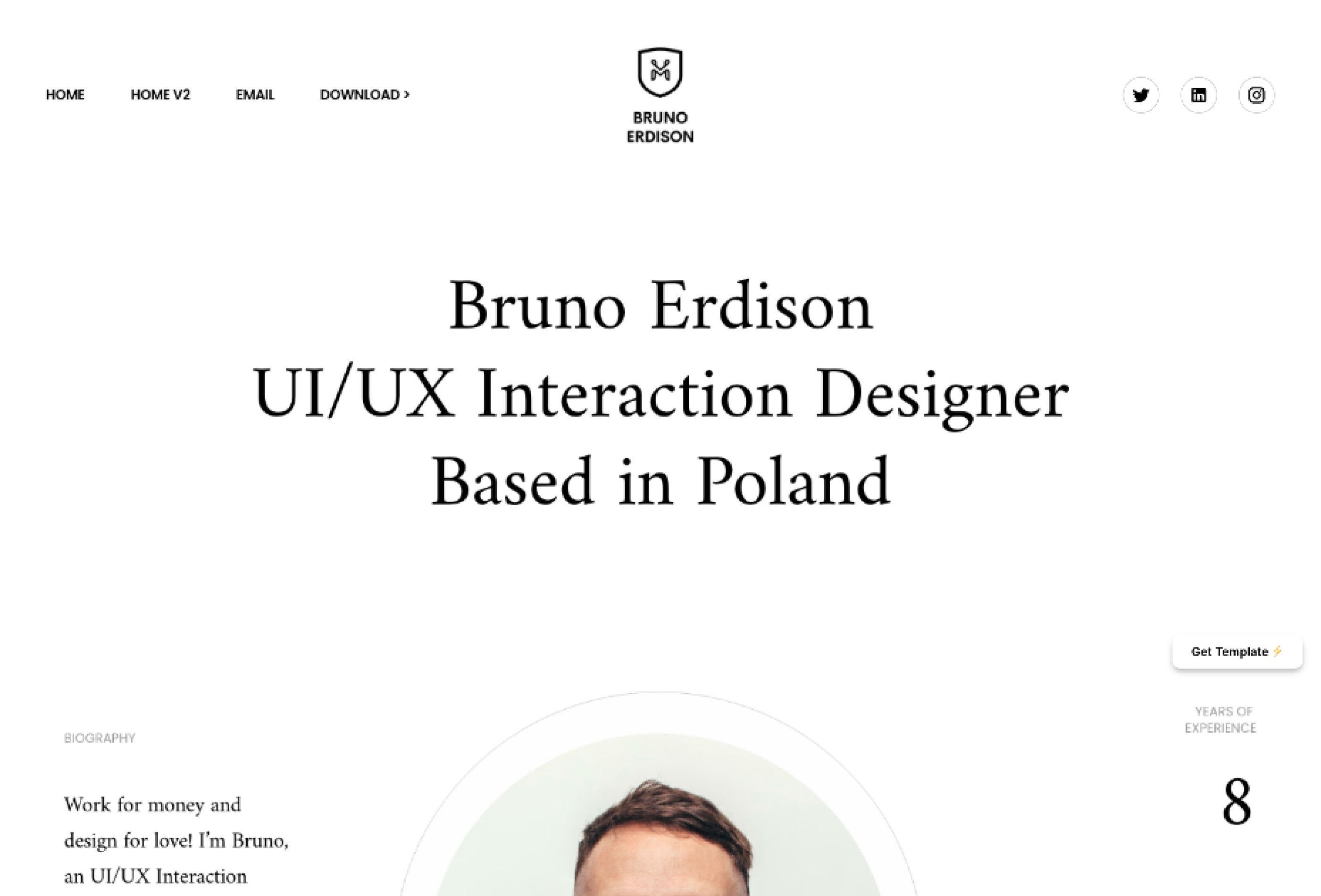 Bruno — 极简专业作品集网站设计灵感