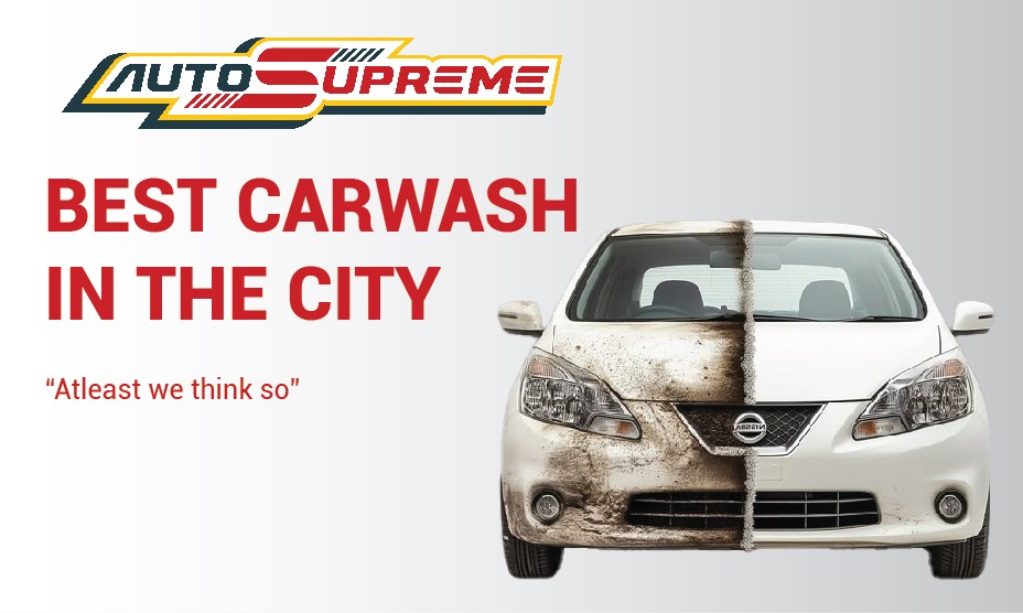 Split-cleaned vehicle demonstrating effective visual storytelling in branding for a car wash campaign