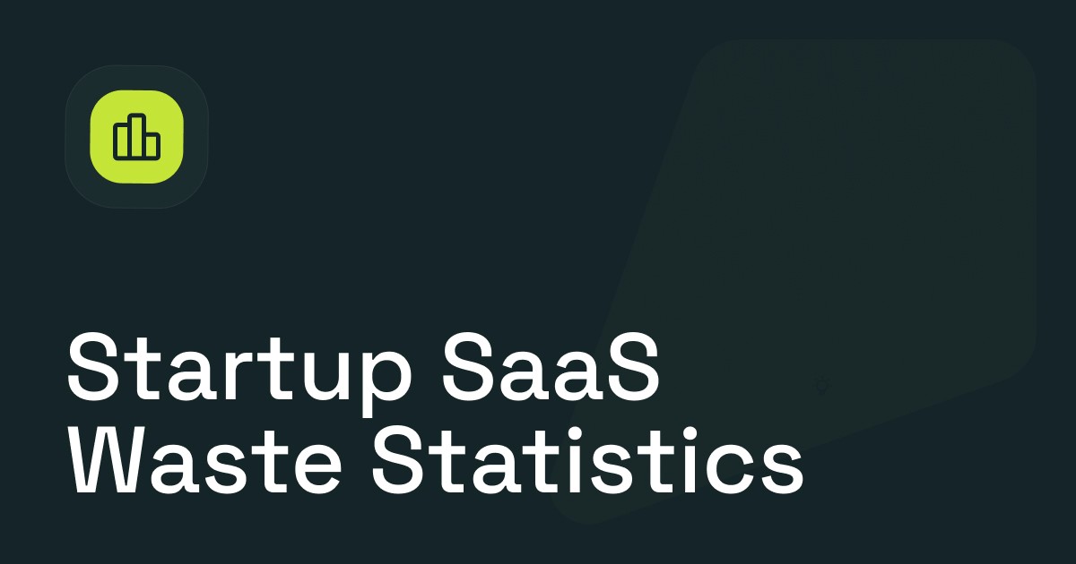 Blog thumbnail with dark background displaying the title “Startup SaaS Waste Statistics” and a minimal analytics-style icon.