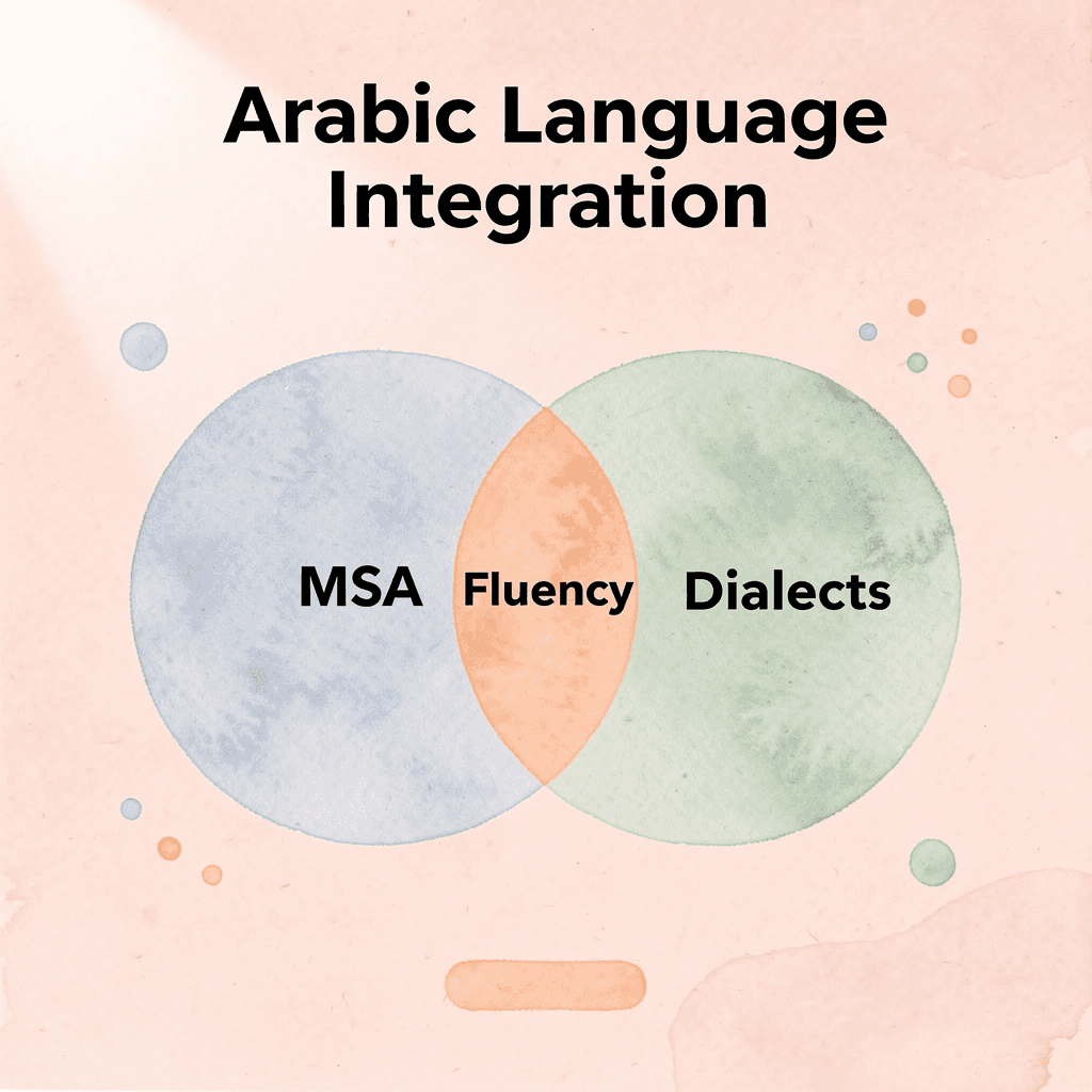 Venn diagram showing overlap between Modern Standard Arabic and regional dialects
