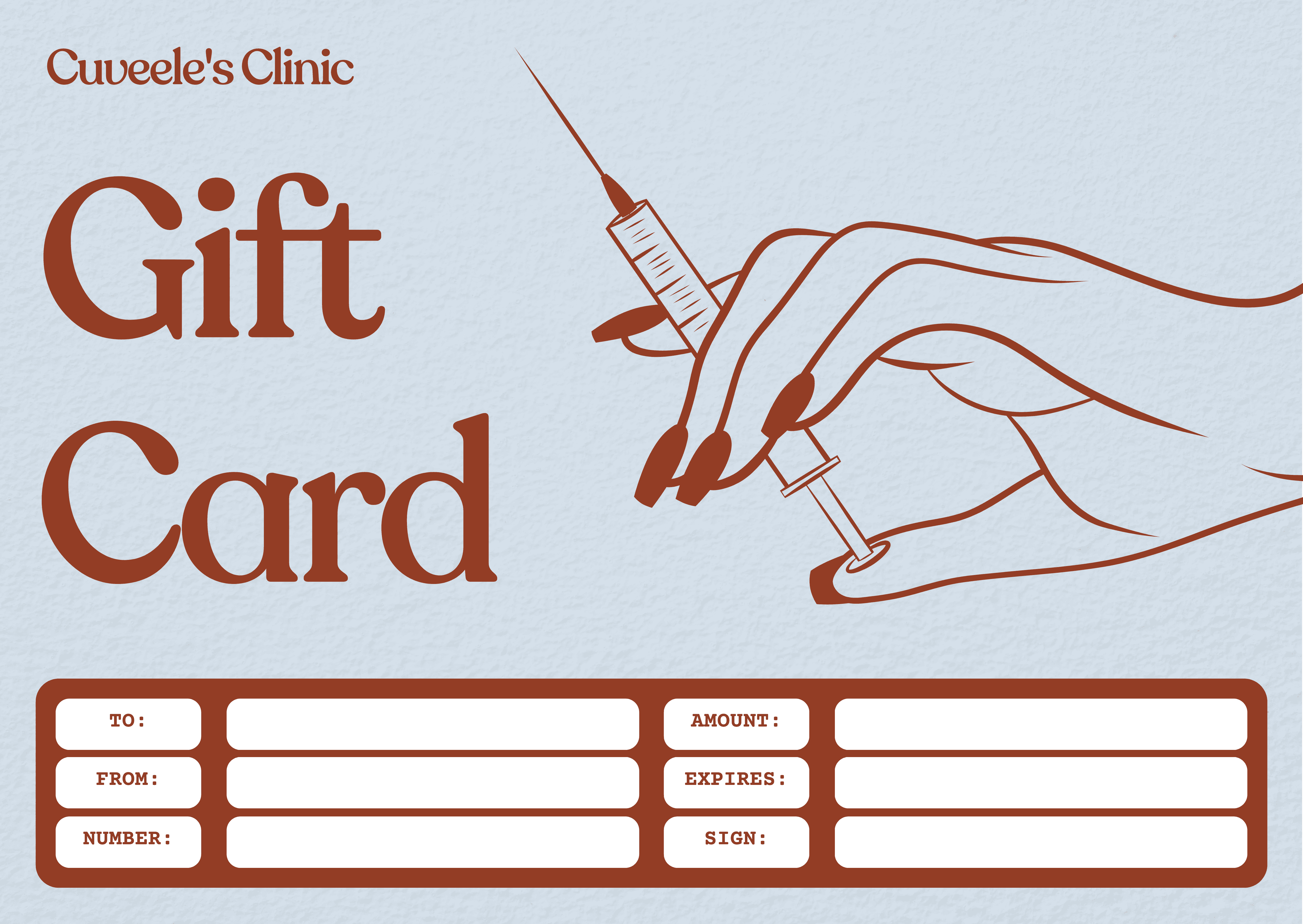 Gift card of Cuveele's Clinic.