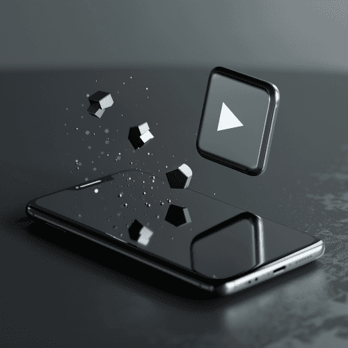 Ein Smartphone. Darüber schwebt ein Video Icon.