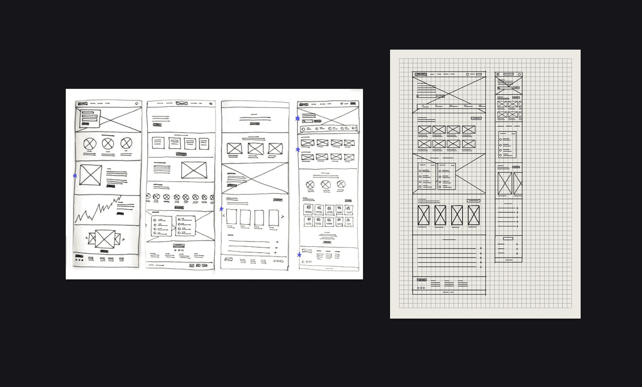 Paper Wireframes Invest Union Pages