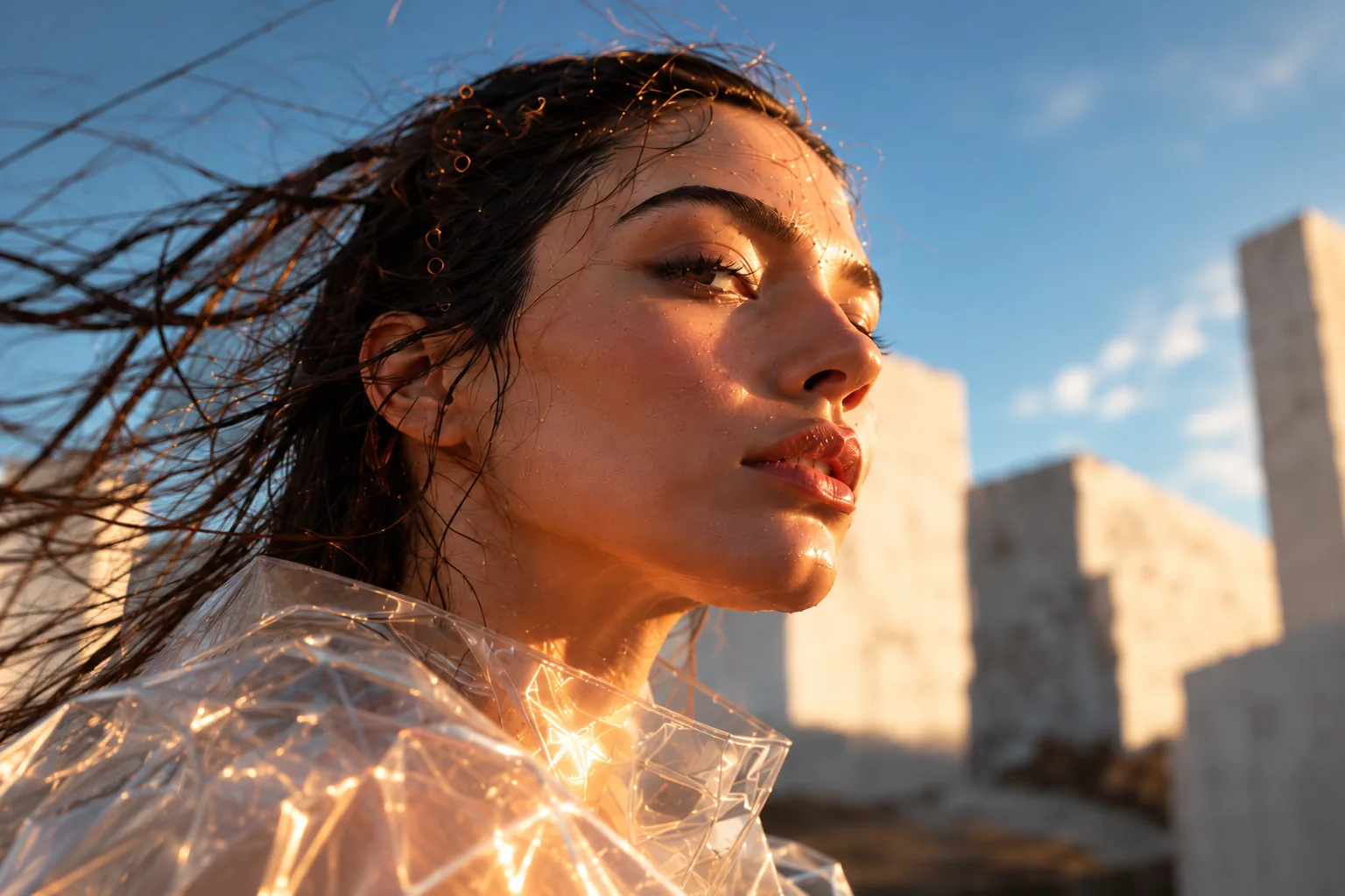 Windswept portrait at golden hour