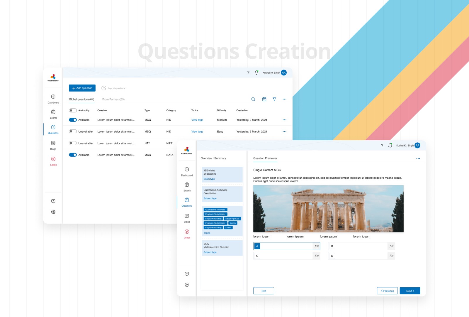 Examclone-Question Creation