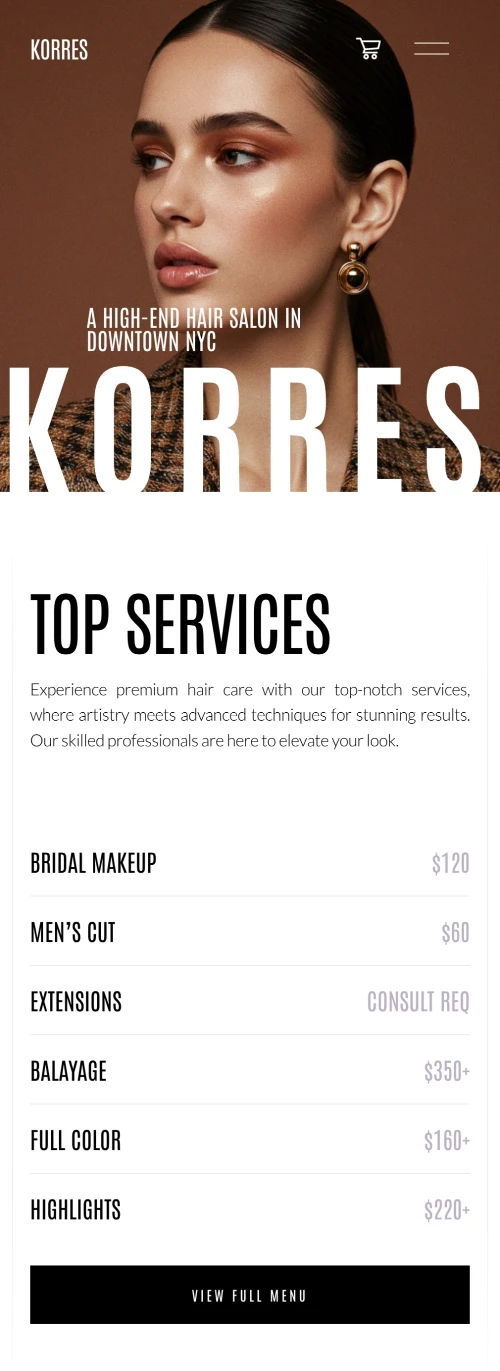 Example web design for phone
