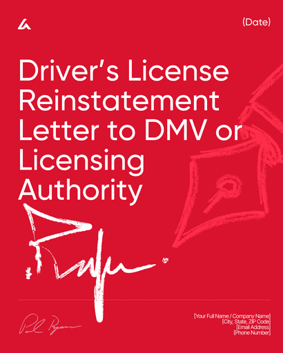 Driver’s License Reinstatement Letter to DMV or Licensing Authority