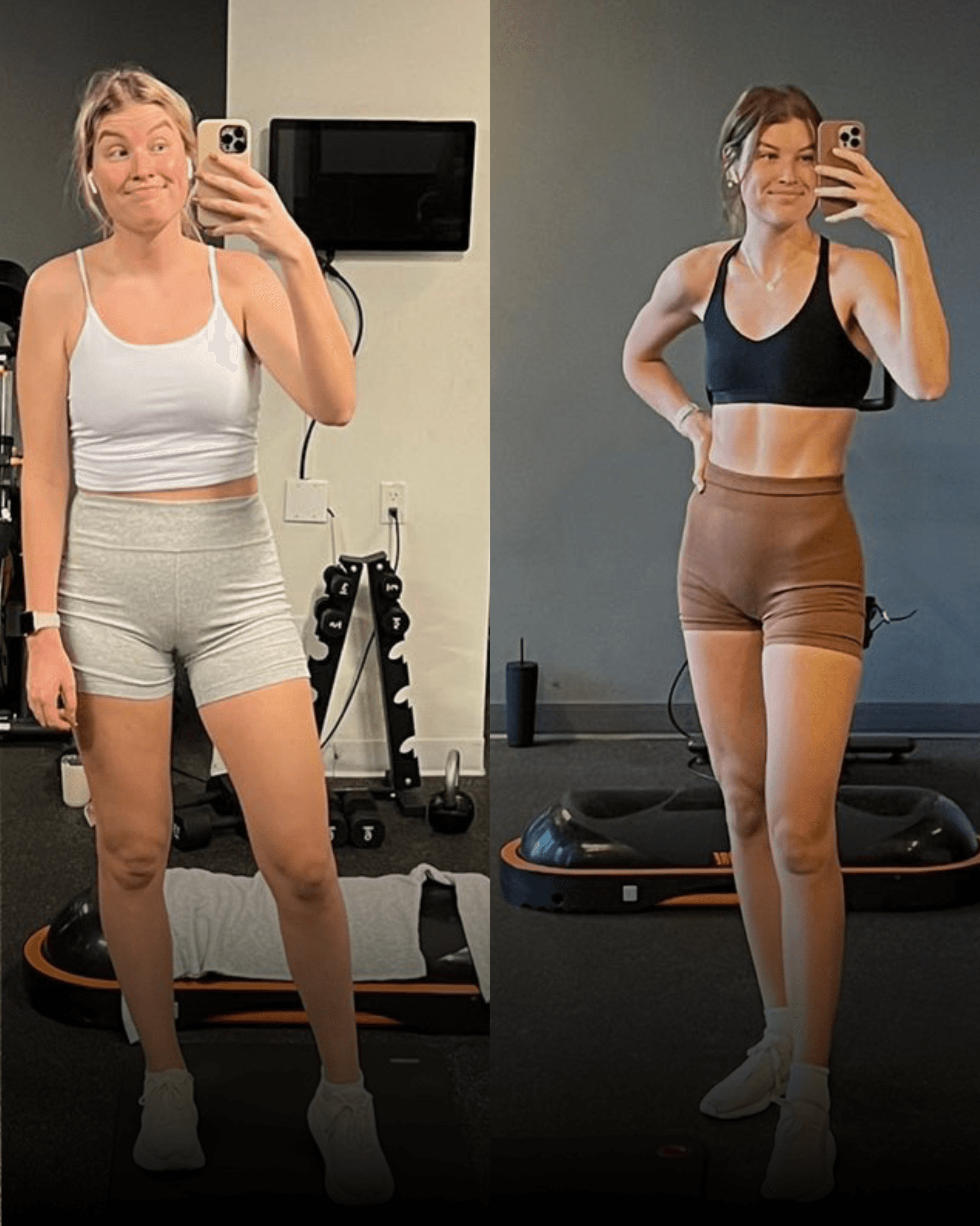 A person picking up a dumbbell in a gym setting, representing strength training, workout focus, and smart, easy fitness progress tracking.
