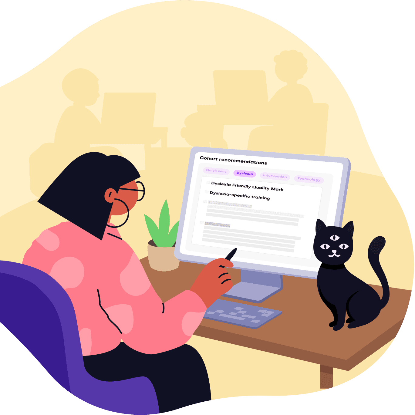 Teacher on computer viewing class trends