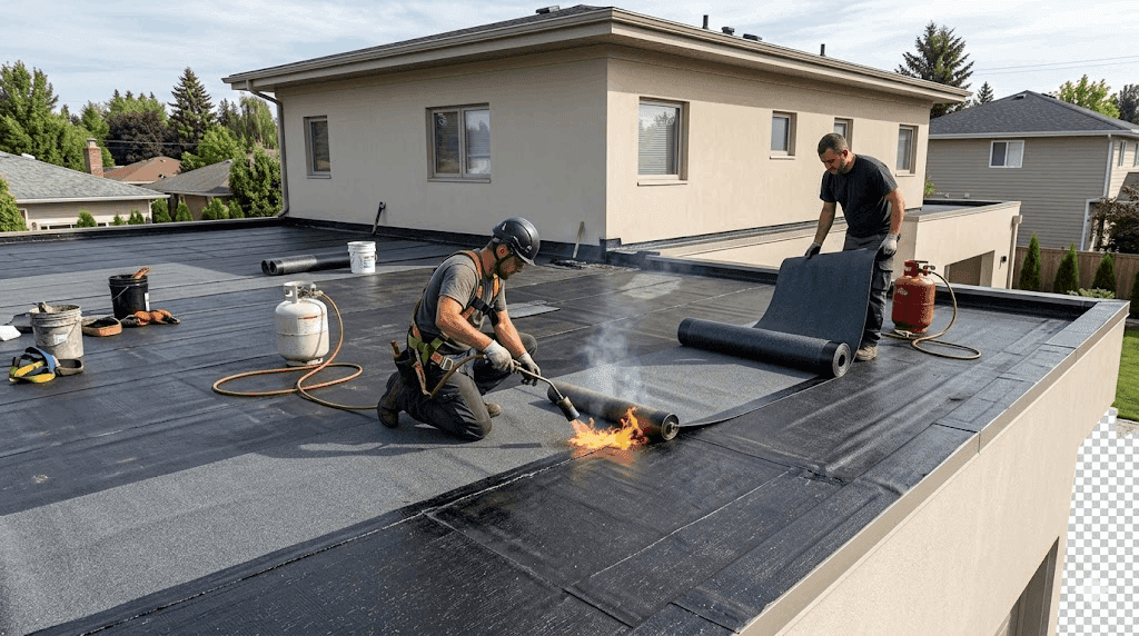 a close up of a roof with a blue sky in the background