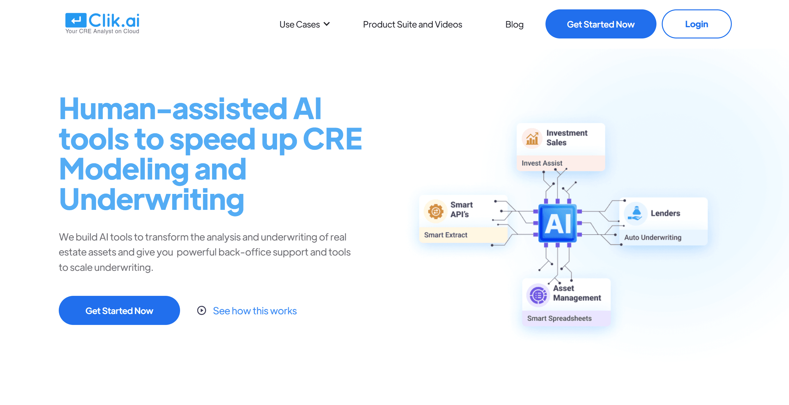 clik ai homepage - propertyaitools.com - real estate ai