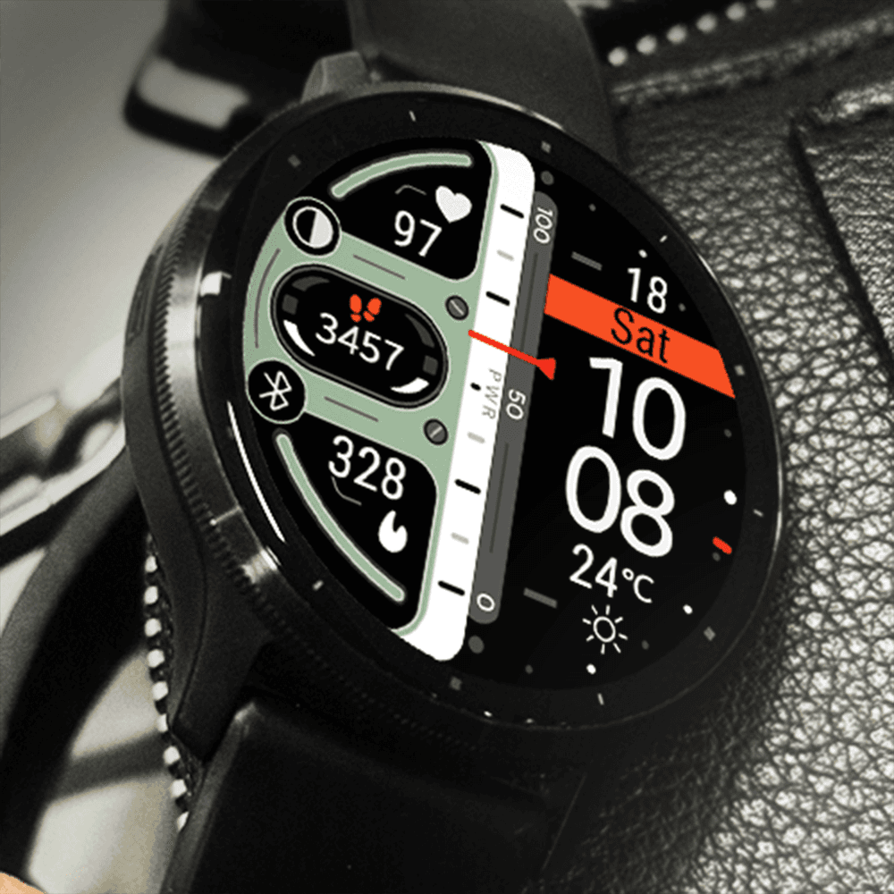 Modern Garmin venu smartwatch displaying a digital watch face