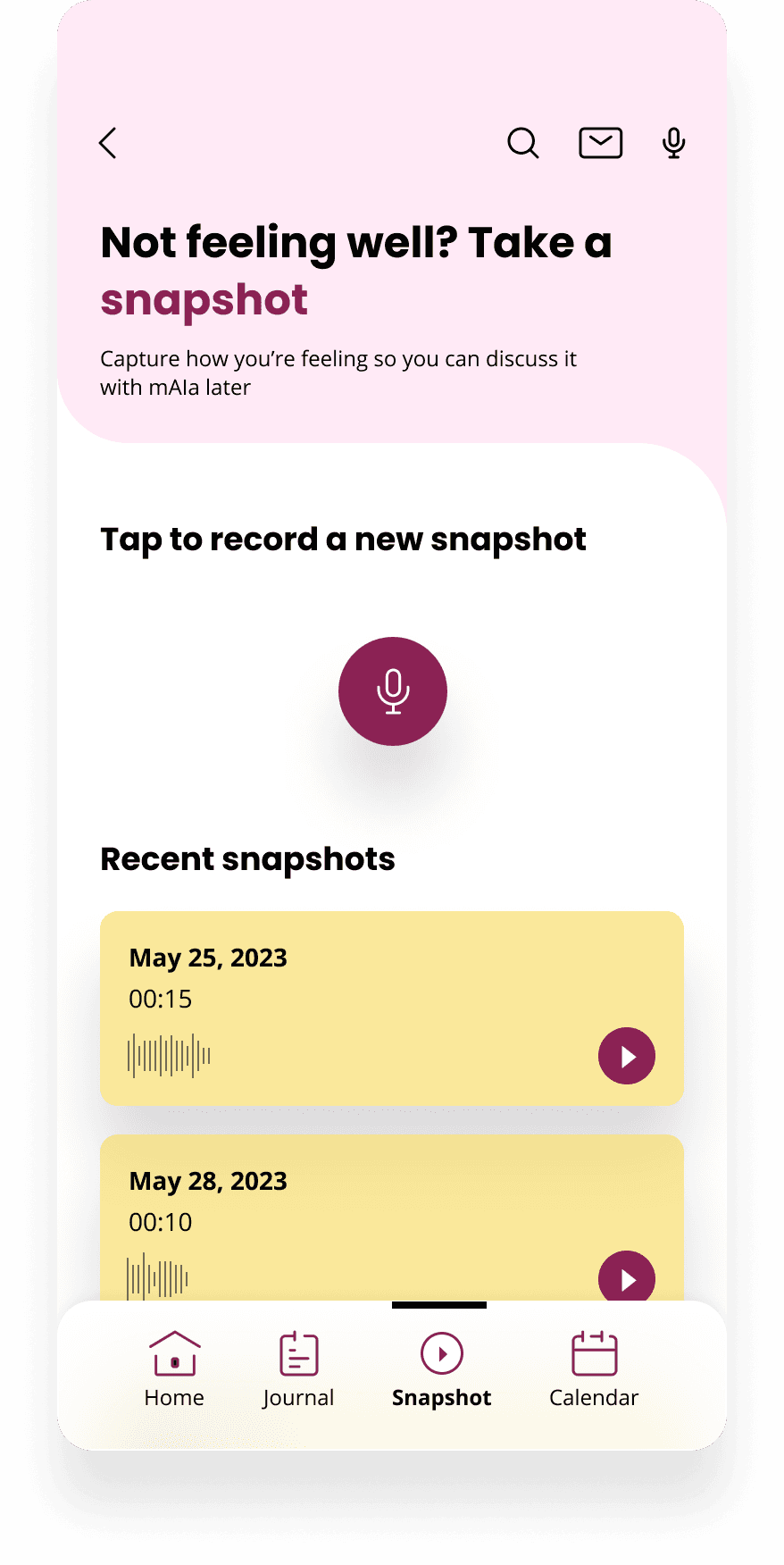 snapshot mockup of mAIa Journal