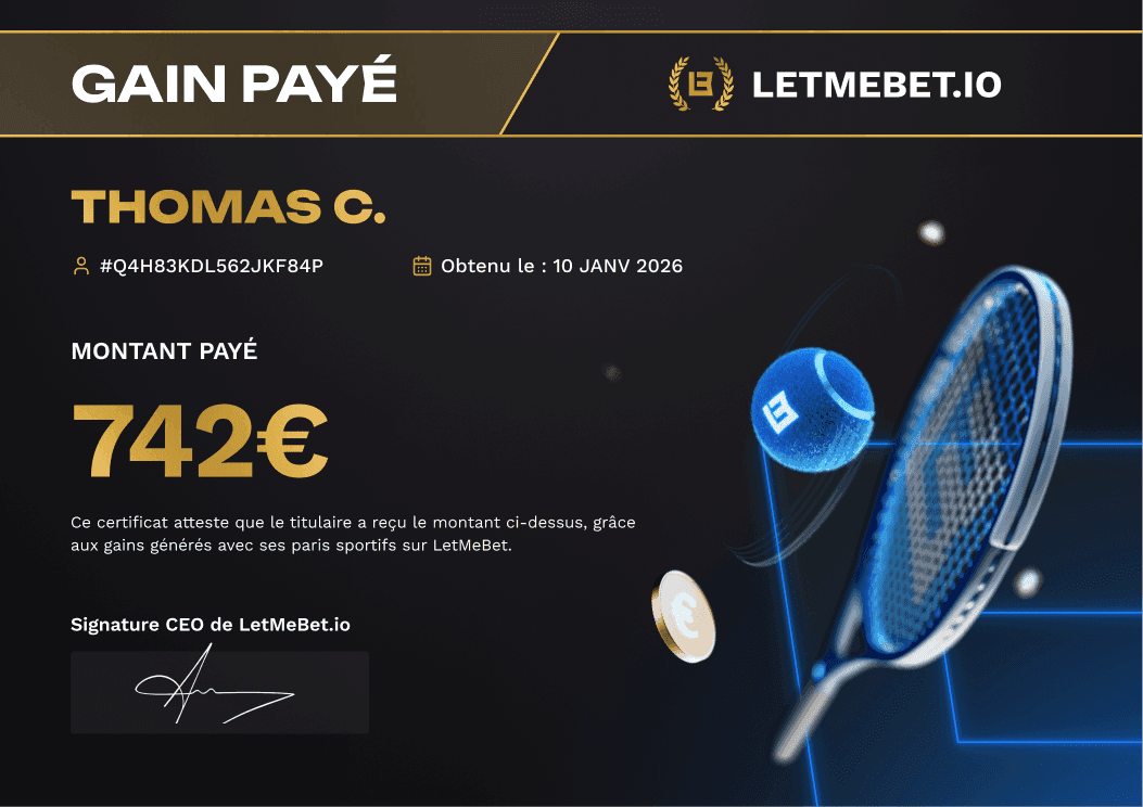 Gain Thomas sur la plateforme LetMeBet