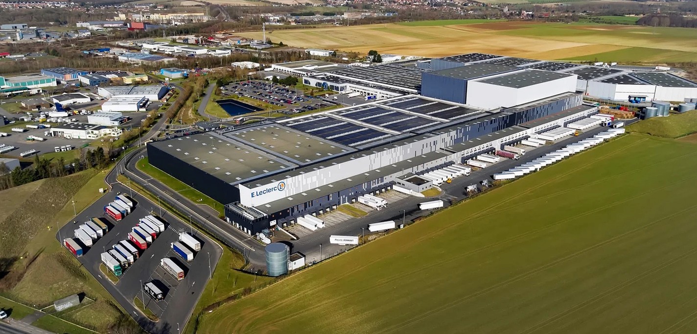 vue aérienne plateforme logistic Leclerc – Nord | Photographe pro Anteale | Yann Manac’h