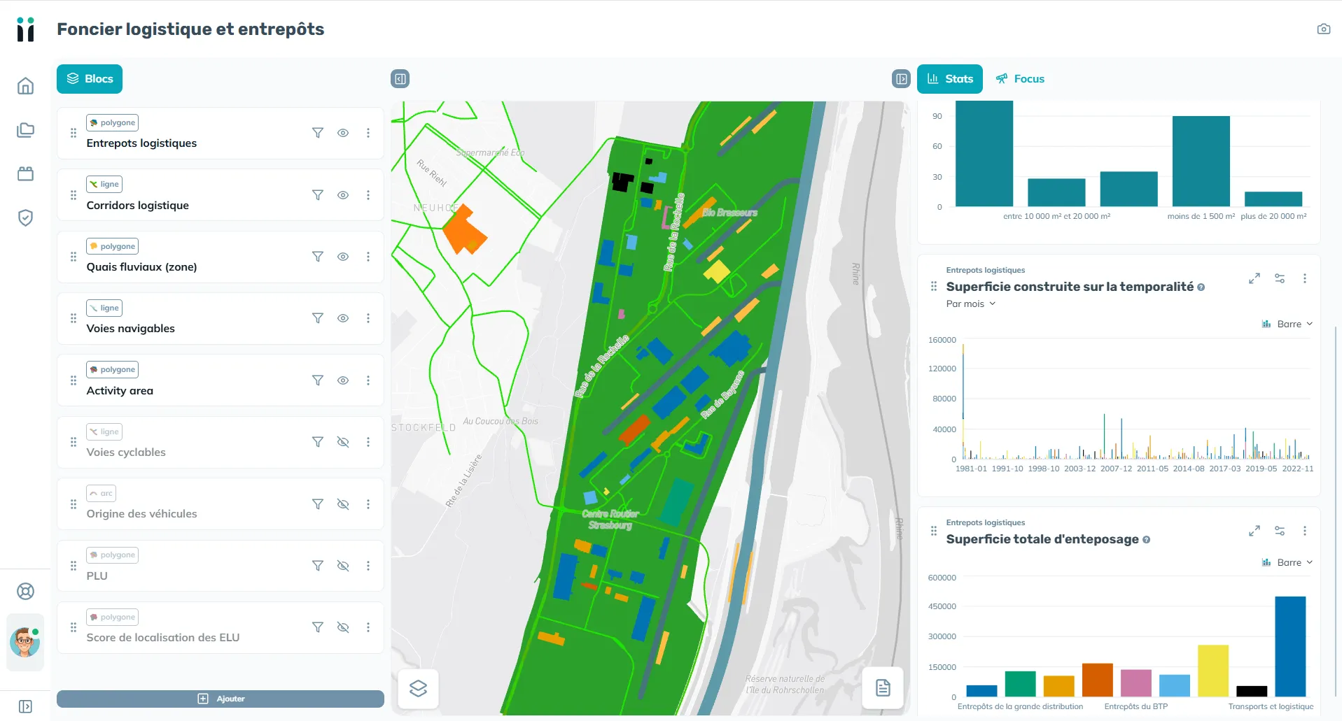 plateforme visualisation entrepots, corridors