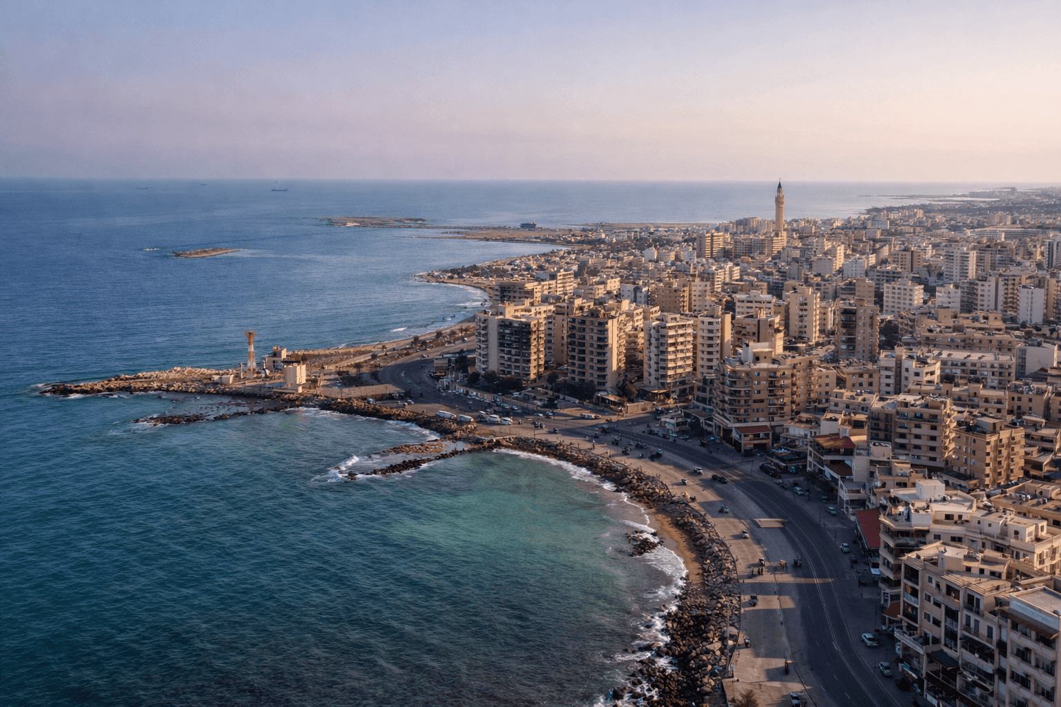 Aerial view of Tripoli Lebanon coastline representing a digital marketing agency serving businesses in Tripoli and North Lebanon