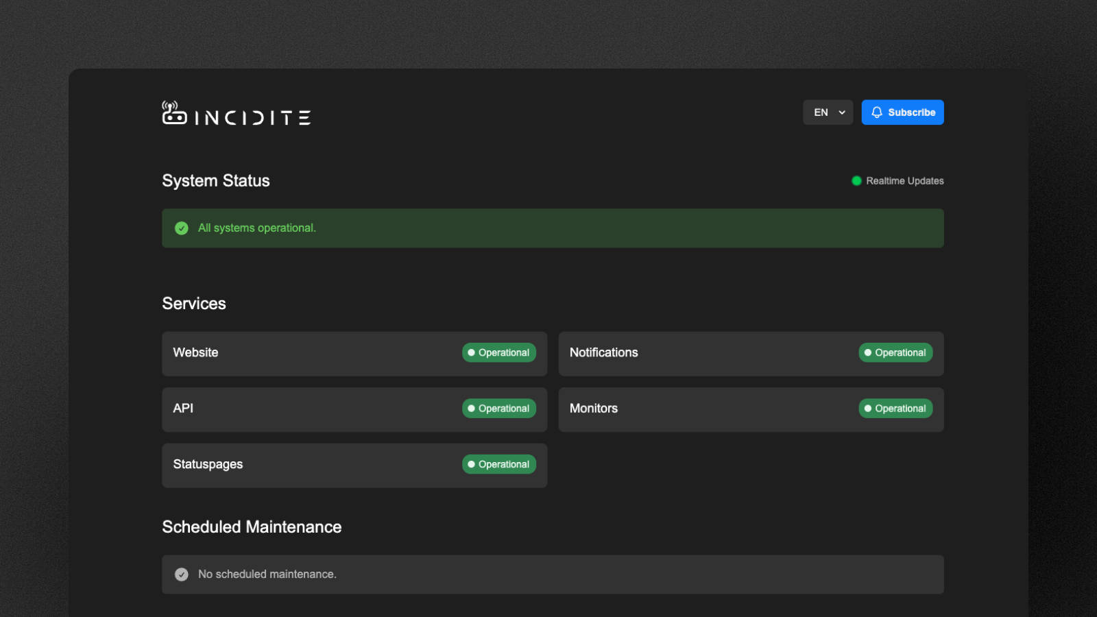 Incidite Status Page