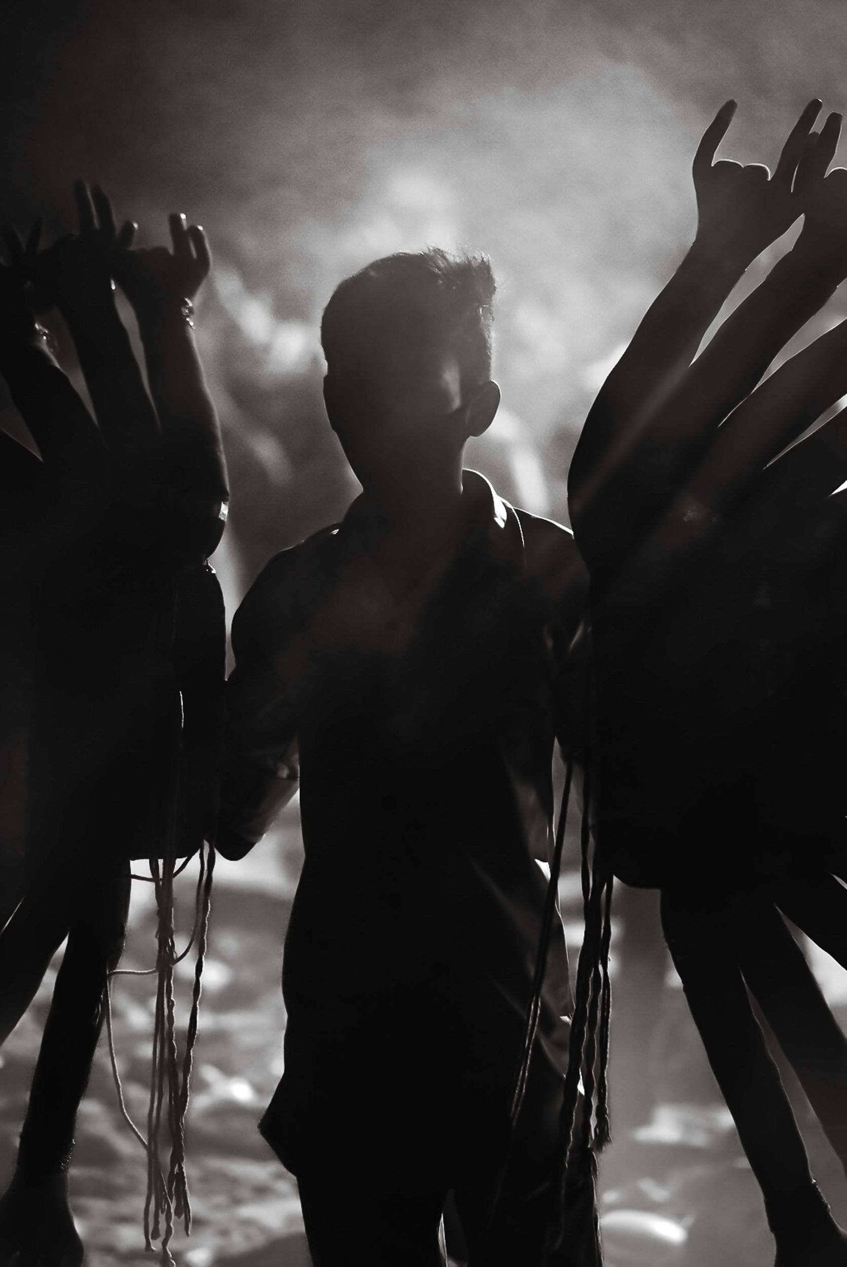 The Shadow Self - In the smoke and darkness of the ritual ground, the physical form dissolves. All that remains is the silhouette of the divine presence.