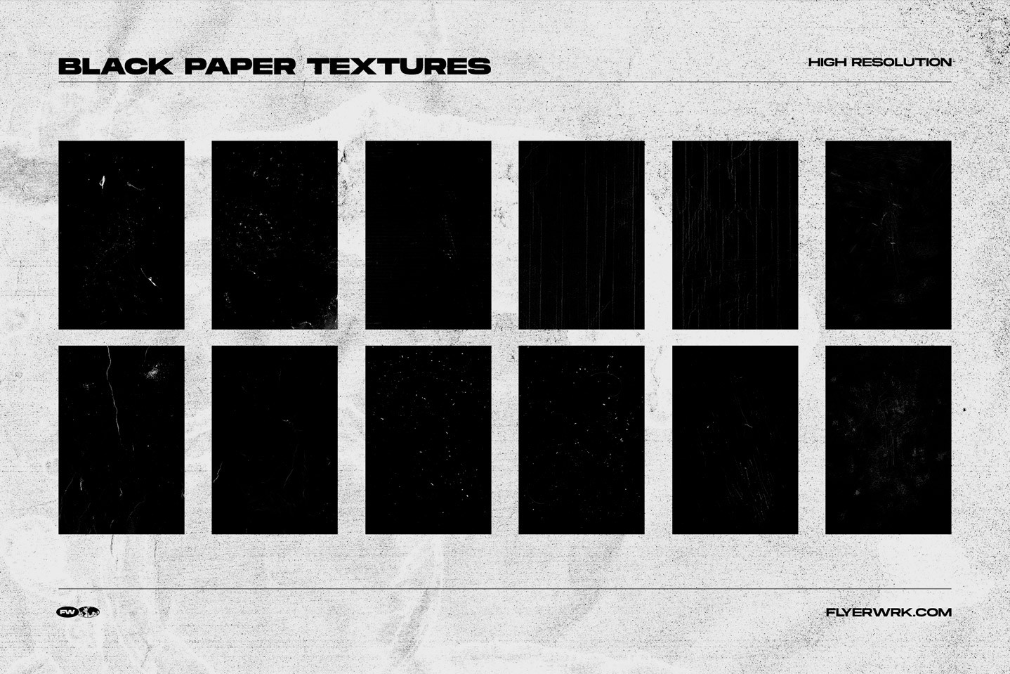 Collection preview of black grunge paper textures for posters and distressed layouts