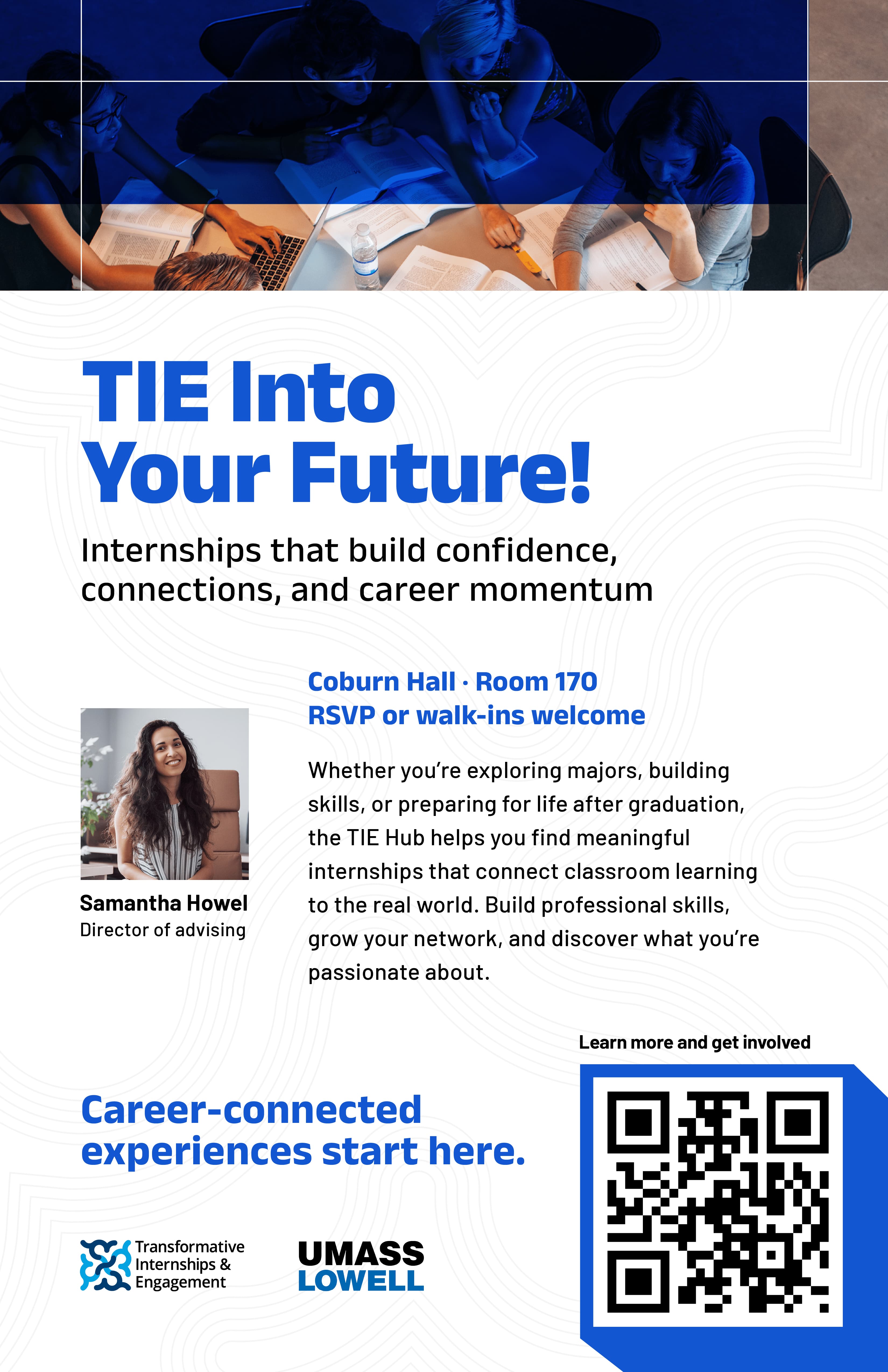 Tie Into Your Future! Print Material, Showcasing Tie Hub Logo in action