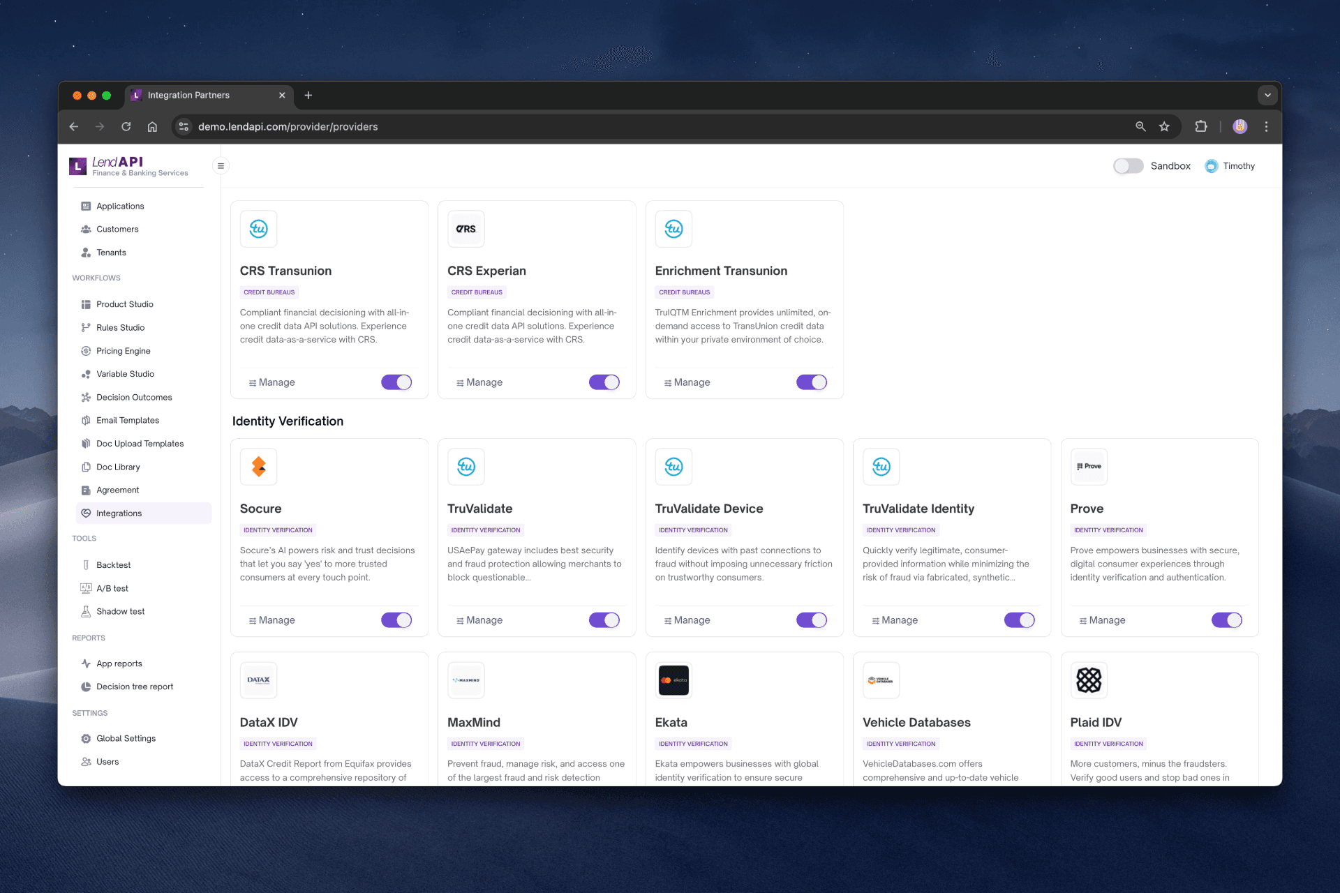 LendAPI - Integrated Parnters Panel  2025