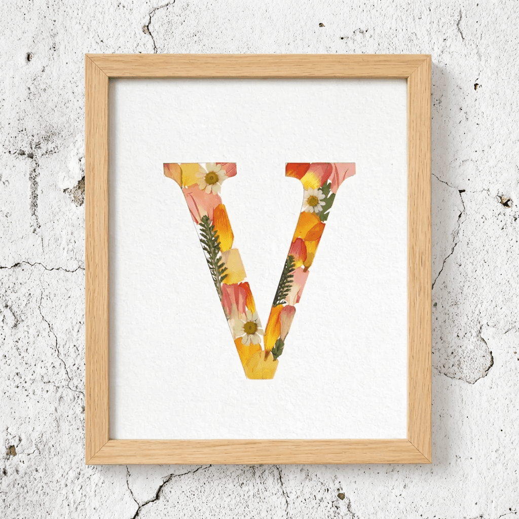 buchstabenbild mit blumen