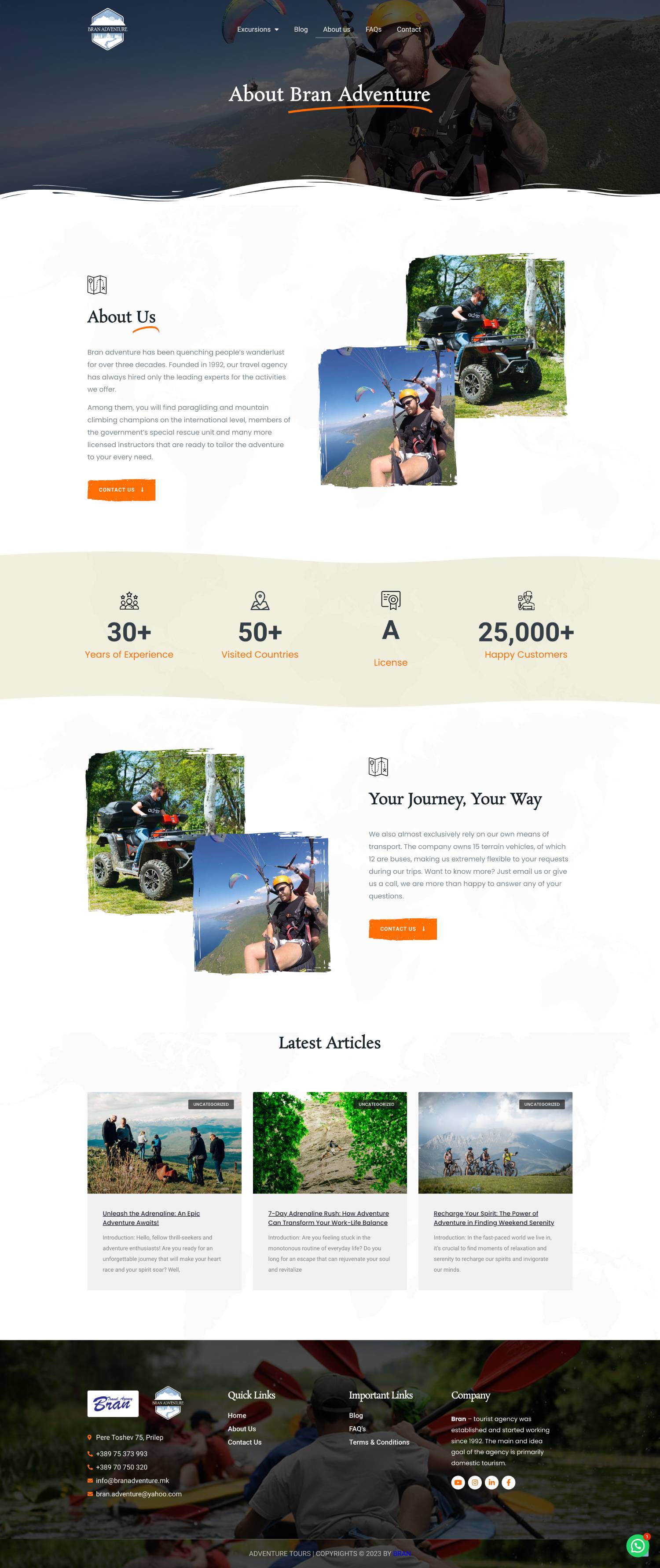 Website - Home page - Bran Adventure