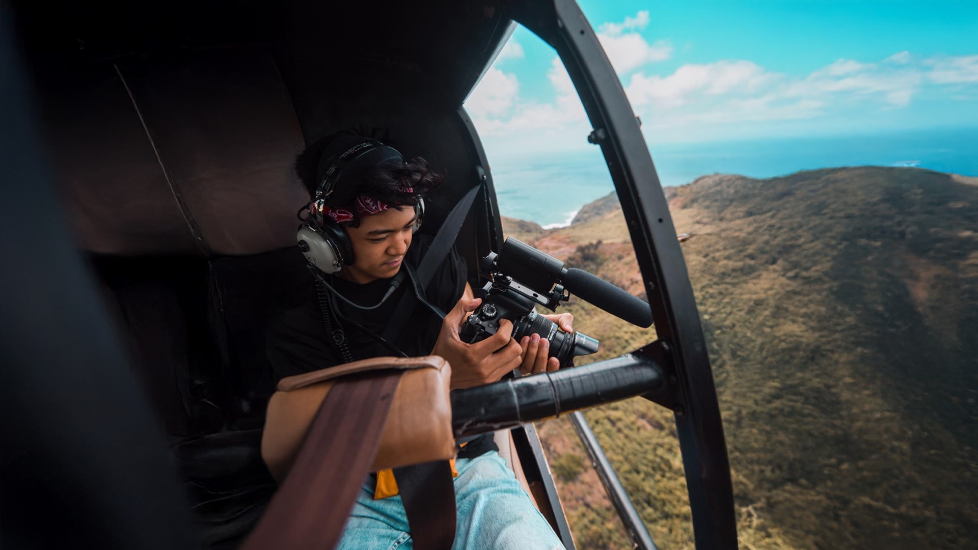 videographer at a beach