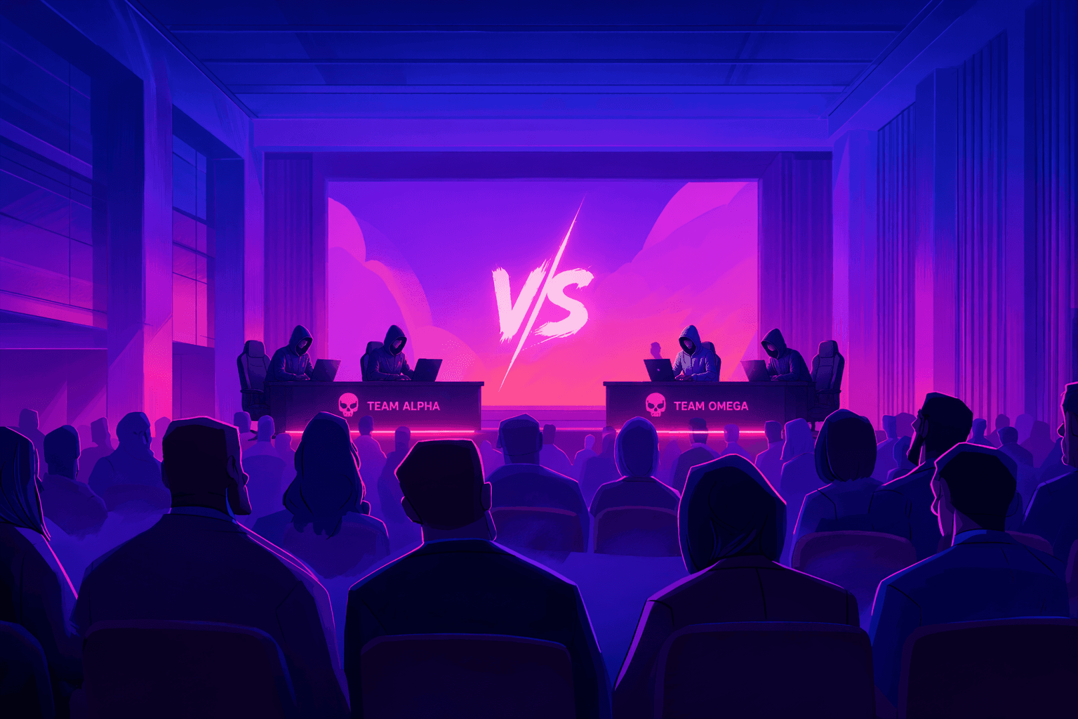 People listening to an even, illustrative