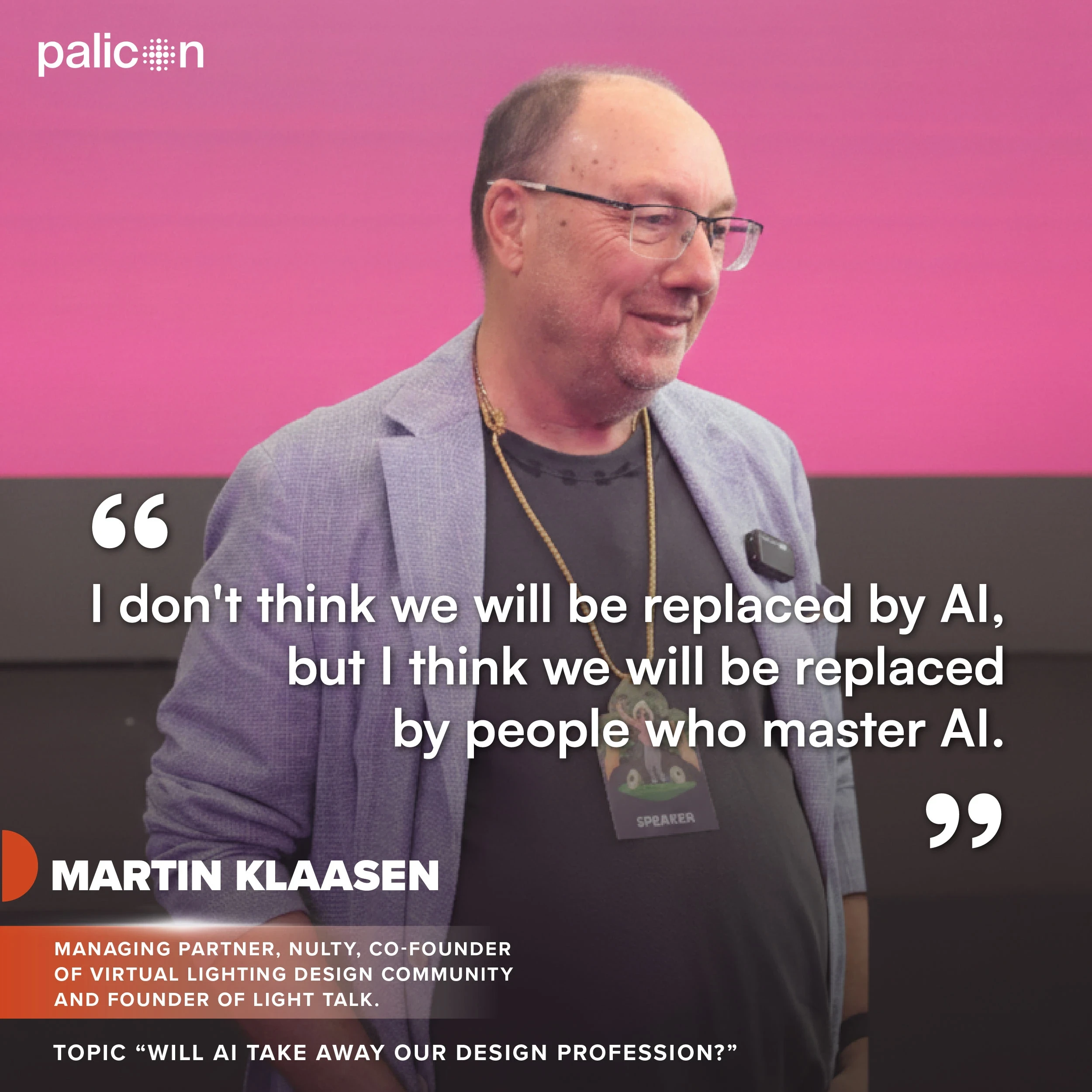 Martin Klaasen speaking about AI and design profession at Palicon lighting conference