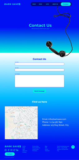Kontaktside for BarkSave – eksempel på brukervennlig design og klar layout