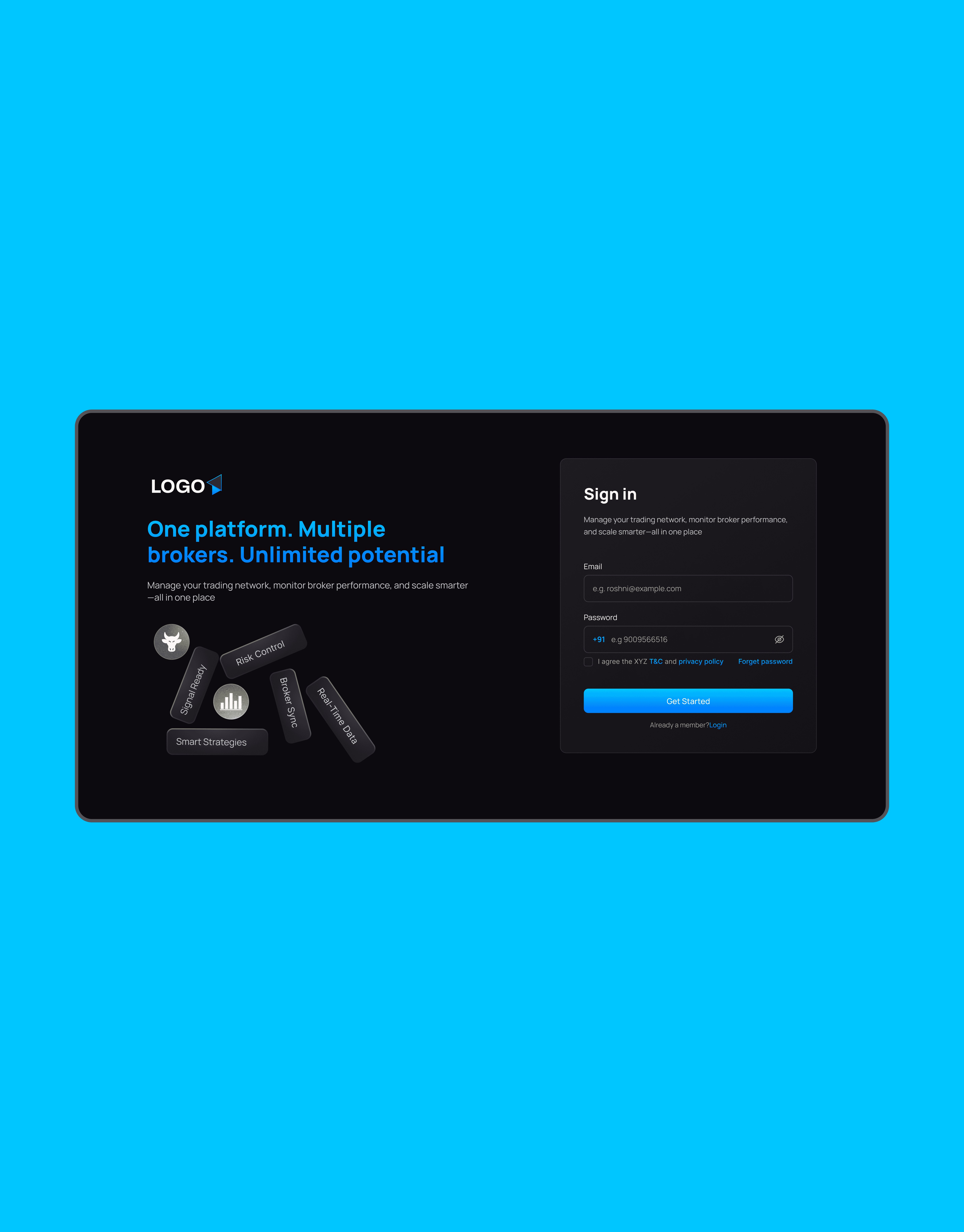 Laptop mockup with the website home page