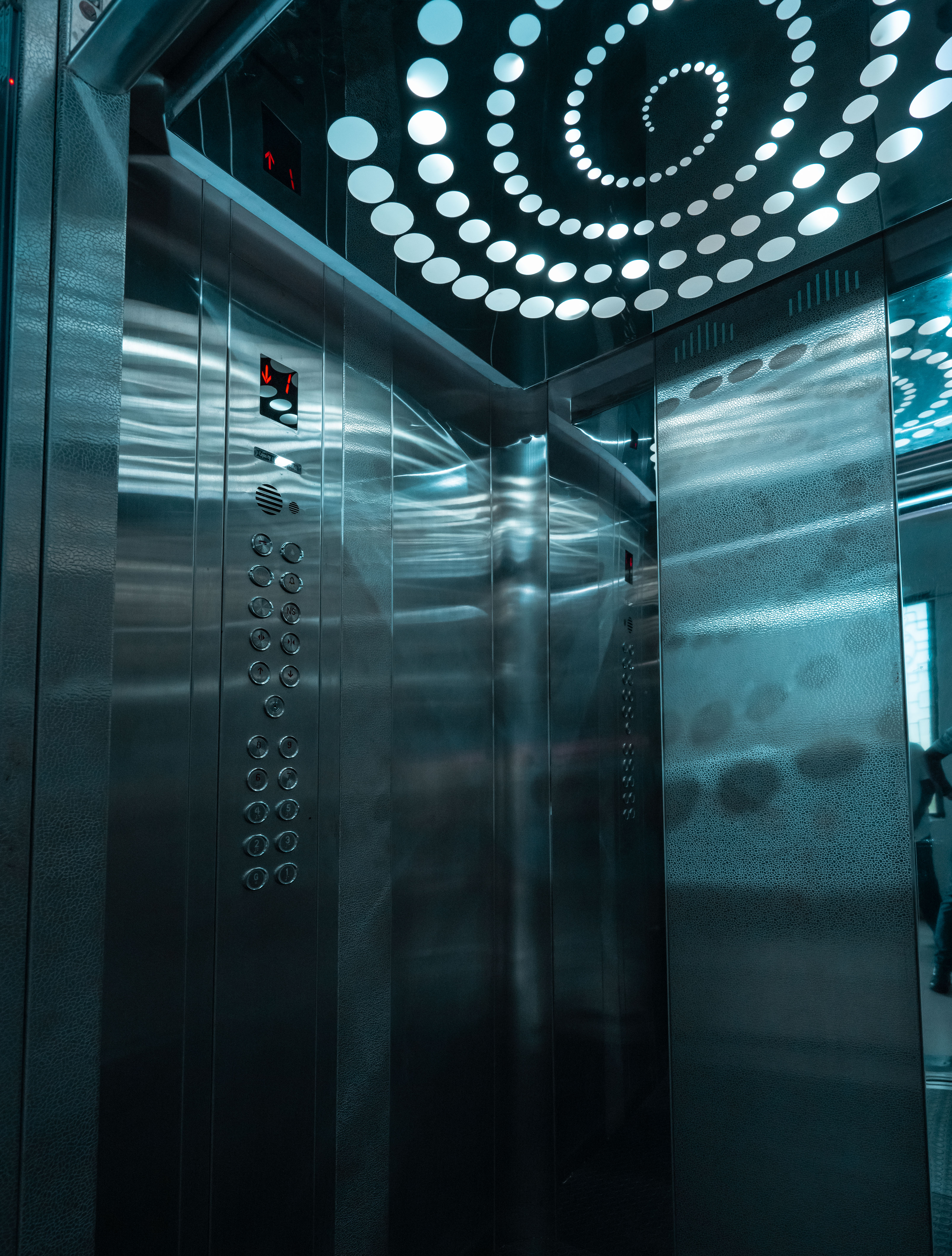 Luxury elevator interior with advanced features