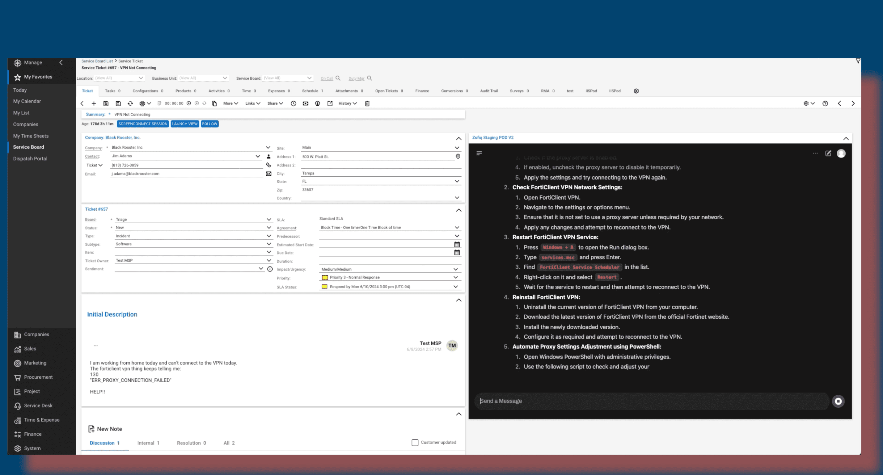 zofiQ AI Copilot - An intuitive AI ConnectWise tool