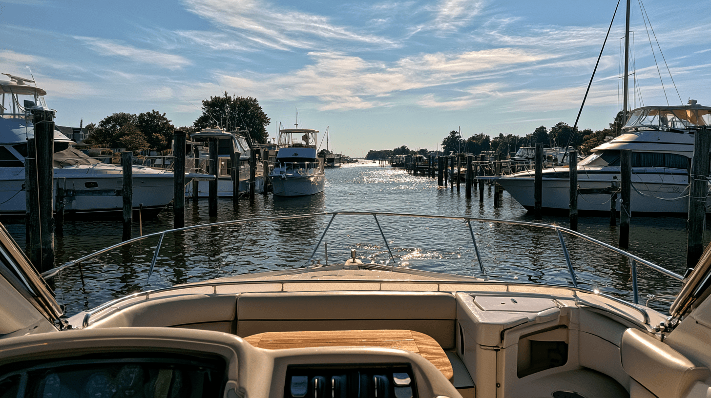 View from the cockpit of a motor yacht