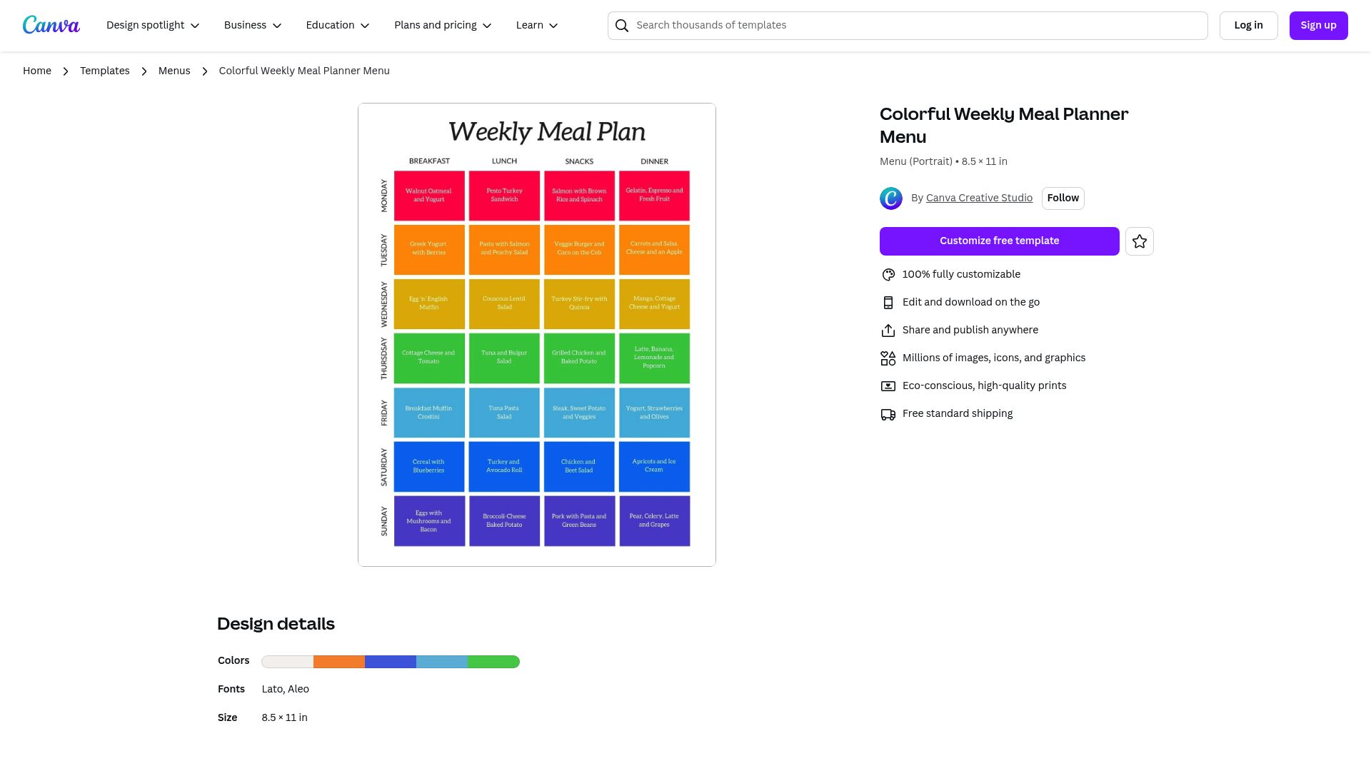 7 Best Meal Planner Template Picks for 2025 - Canva Colorful Weekly Meal Planner Menu