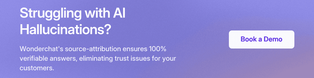 Struggling with AI Hallucinations? Wonderchat's source-attribution ensures 100% verifiable answers, eliminating trust issues for your customers.