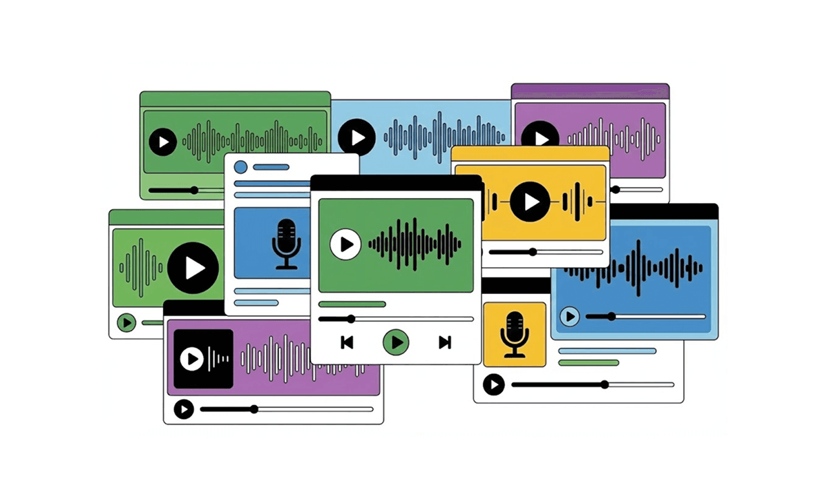 Smartphone screens displaying short-form social video content, representing automated podcast clip creation for social media.