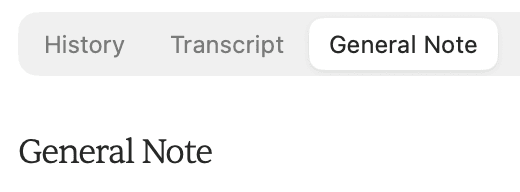 The General Note tab selected above the Note editor.