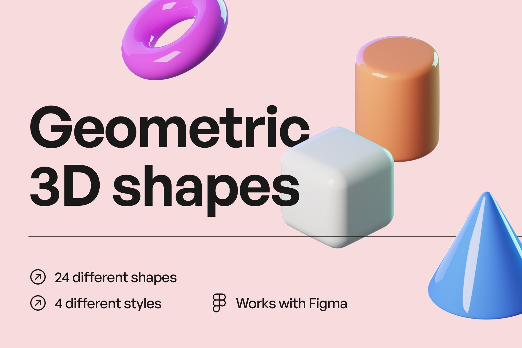 Overview of the Geometric 3D Shapes collection, featuring a versatile array of modern and minimalist 3D shapes. Designed to add clean and sophisticated design elements to contemporary visual compositions.