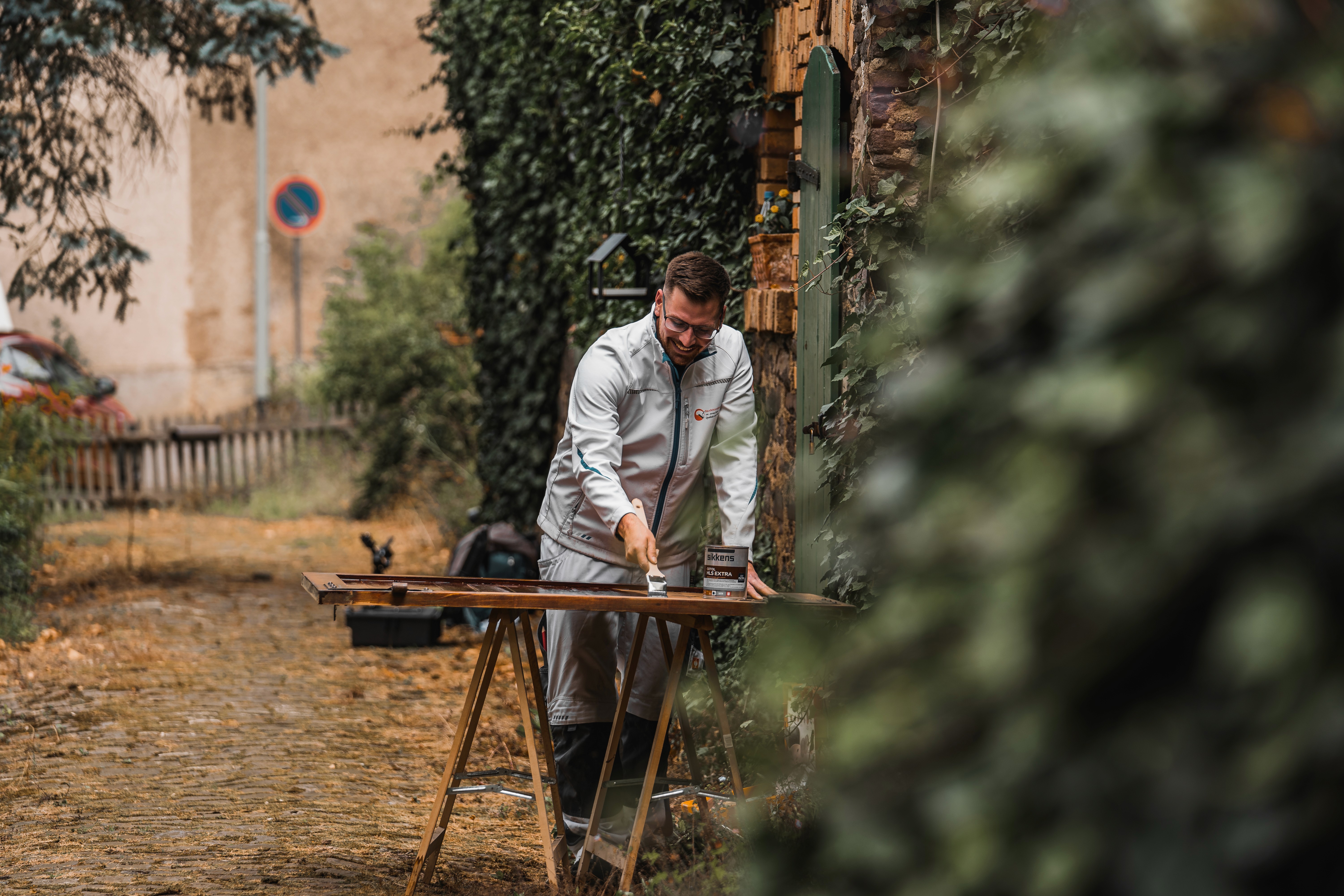 Close-up of blue flowers, glistening with droplets of water, creating a serene and calming atmosphere.