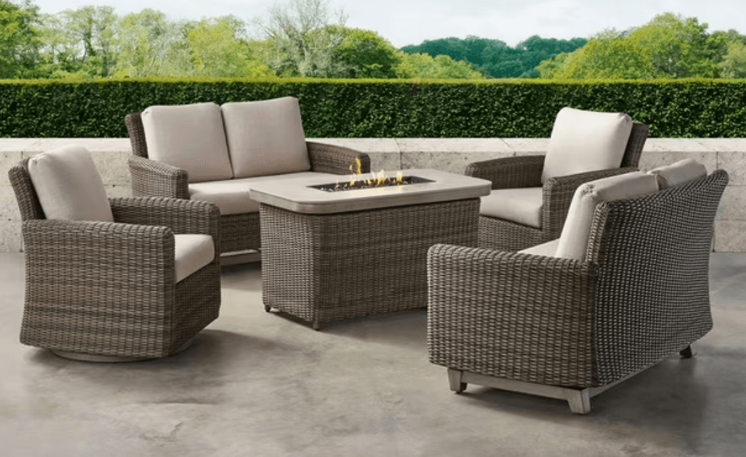 Hampton collection five piece deep seating set with fire pit
