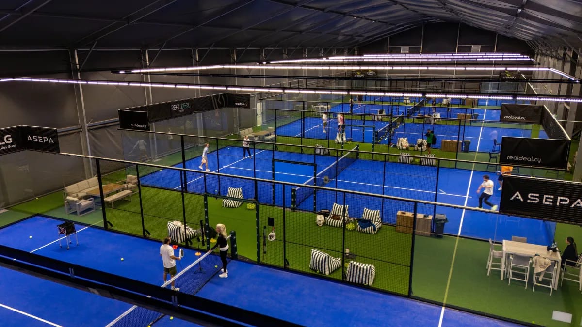 Indoor padel courts at Green Padel Club Limassol