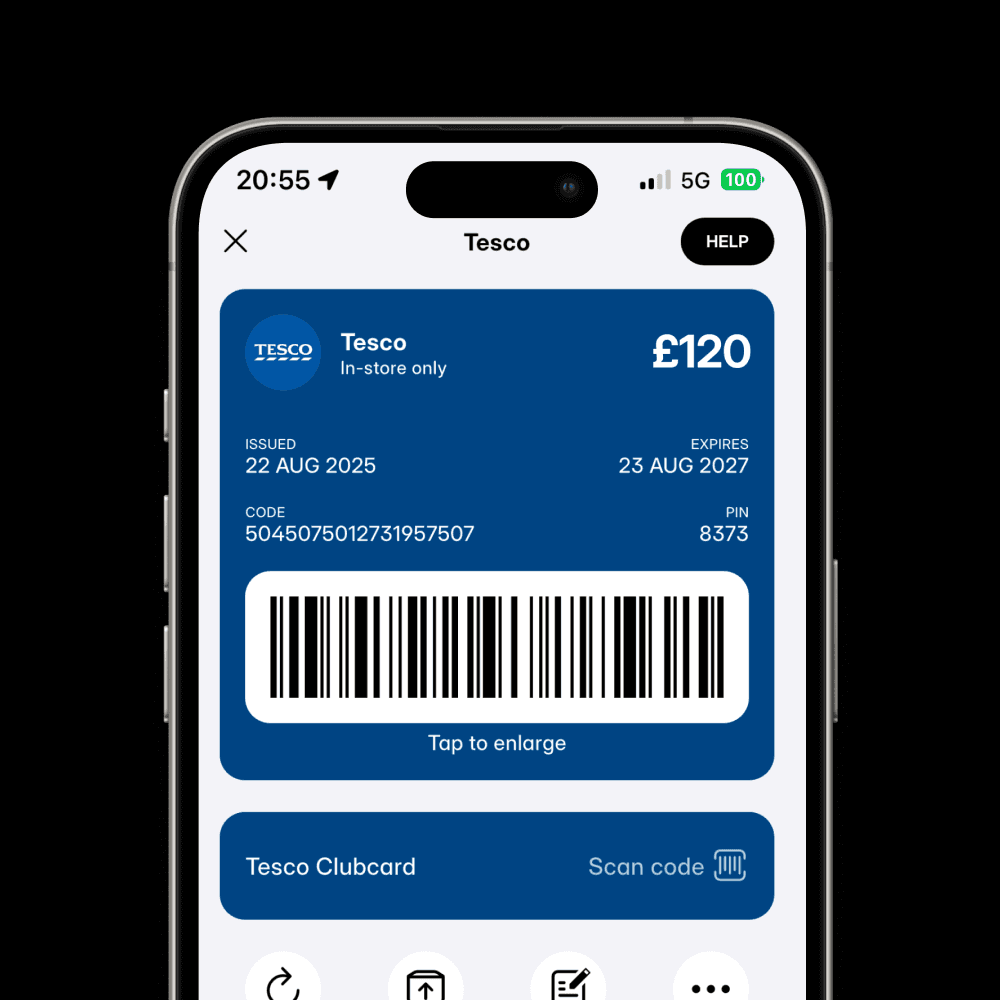 Scanning a tesco giftcard at the Tesco checkout