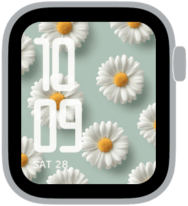 daisy pattern Apple Watch face preview 2 featuring floral, summer, and spring.